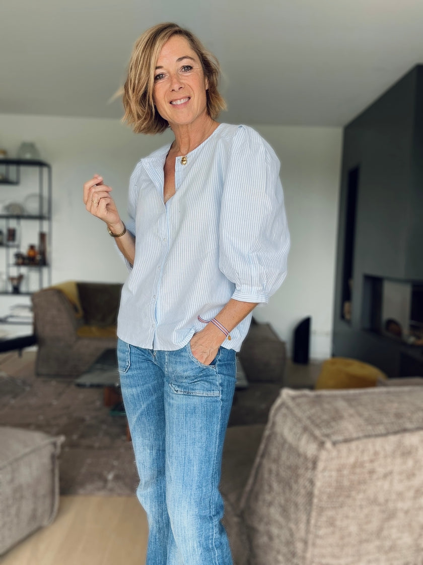 Blouse ELEN rayures bleu ciel (épuisée)