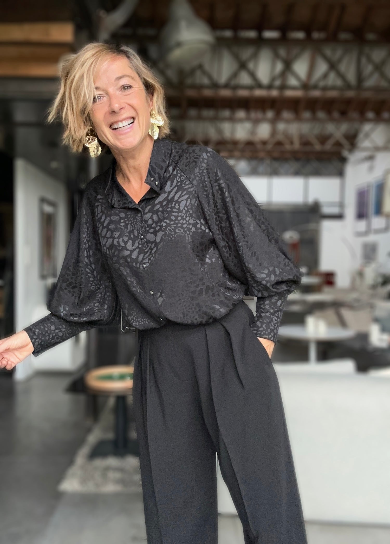 Blouse Constance jacquard noir (disponible taille 0, la dernière !)