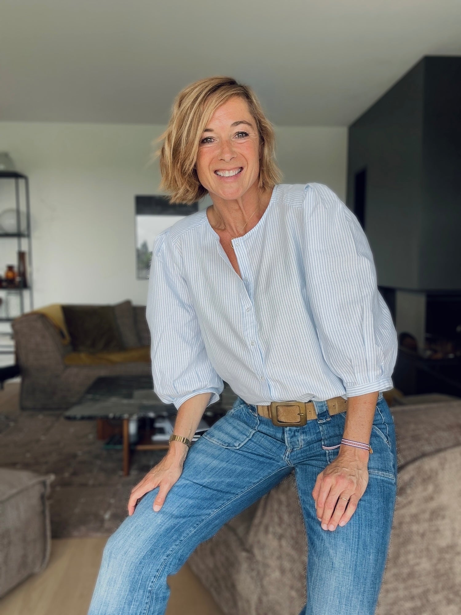 Blouse ELEN rayures bleu ciel (épuisée)