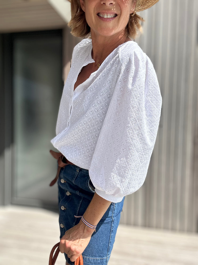 Blouse ELEN broderie anglaise blanche