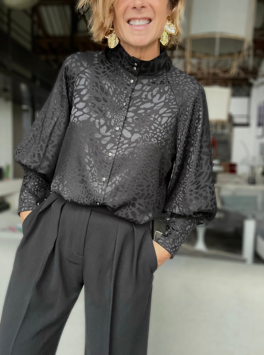 Blouse Constance jacquard noir (disponible taille 0, la dernière !)