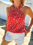 Top dos nu ROMY imprimé rouge