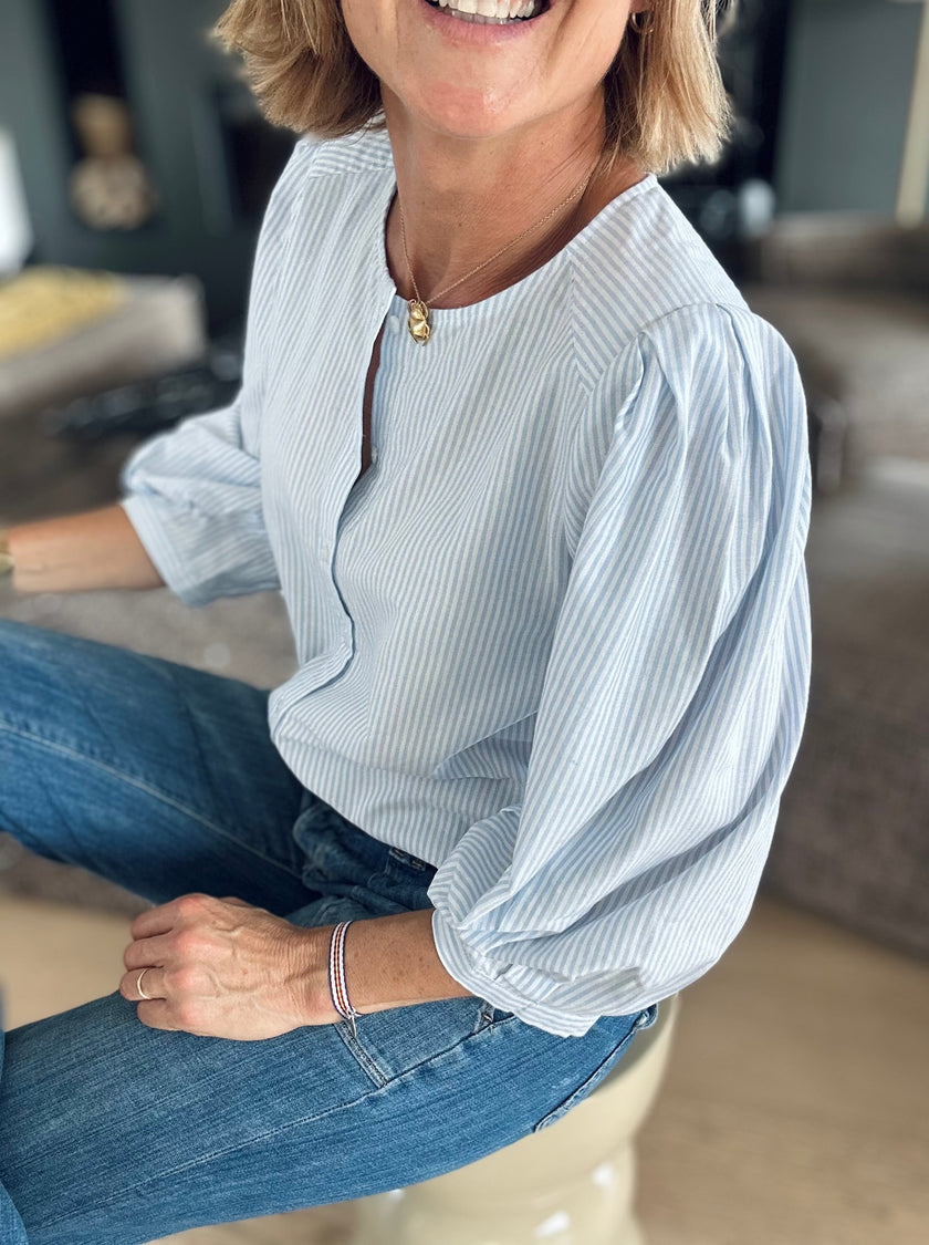 Blouse ELEN rayures bleu ciel (épuisée)