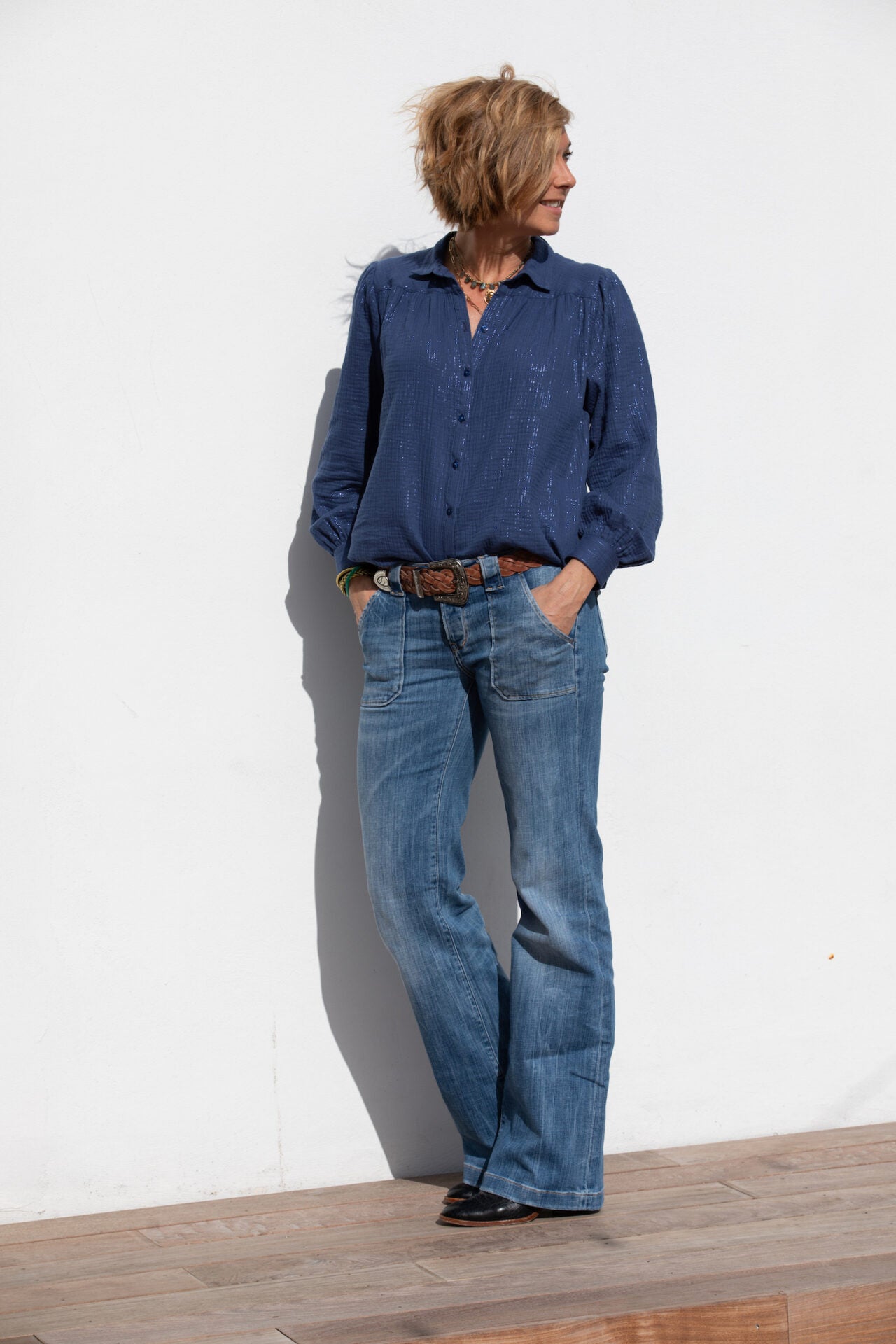 Blouse Ambre bleu lurex