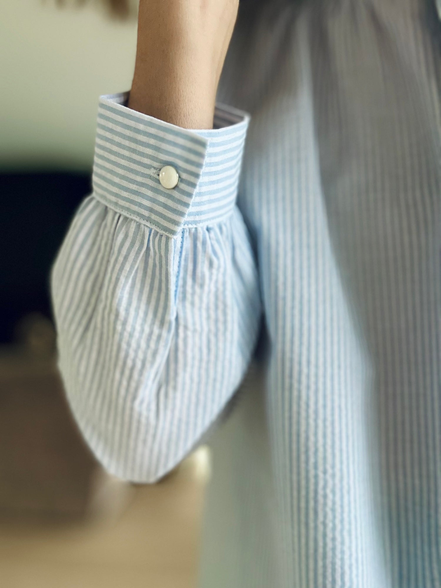 Blouse Augustine rayures bleu ciel