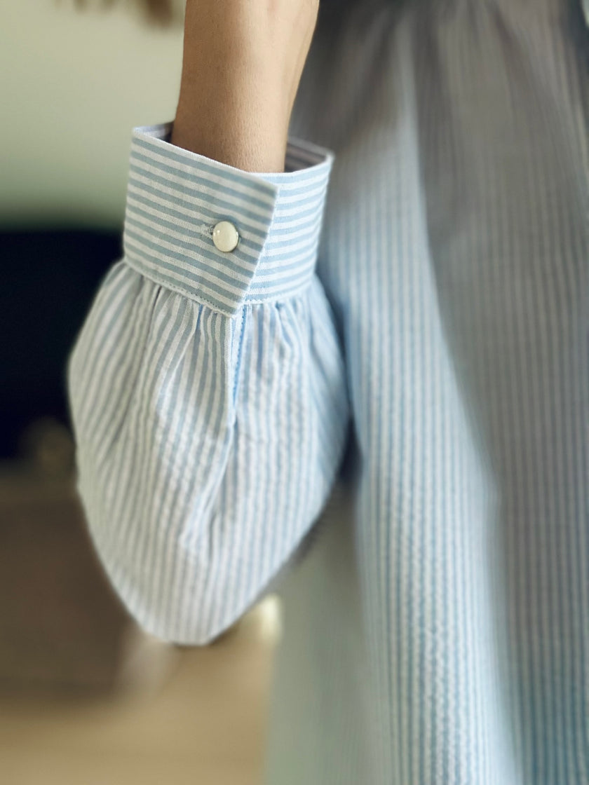 Blouse Augustine rayures bleu ciel