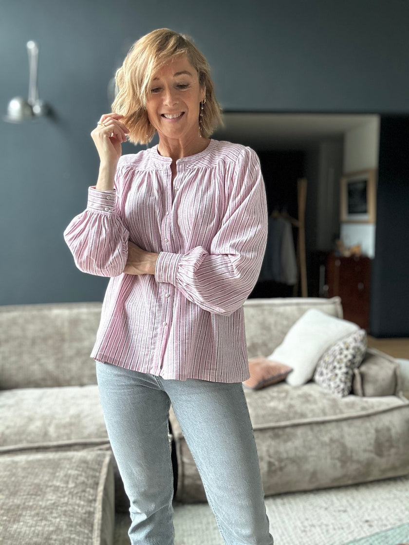 Blouse Ambrine rayures roses (épuisée)