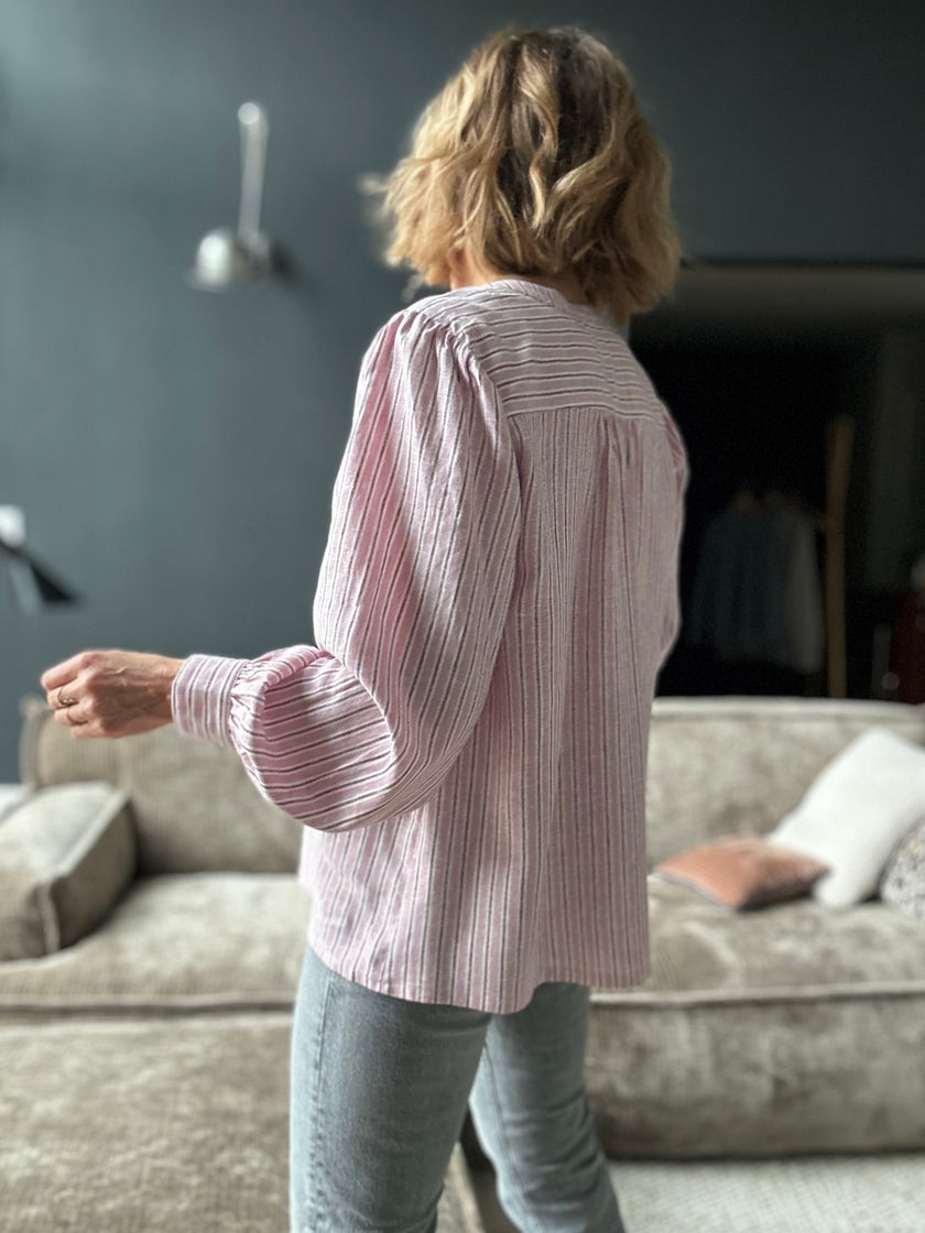 Blouse Ambrine rayures roses (épuisée)