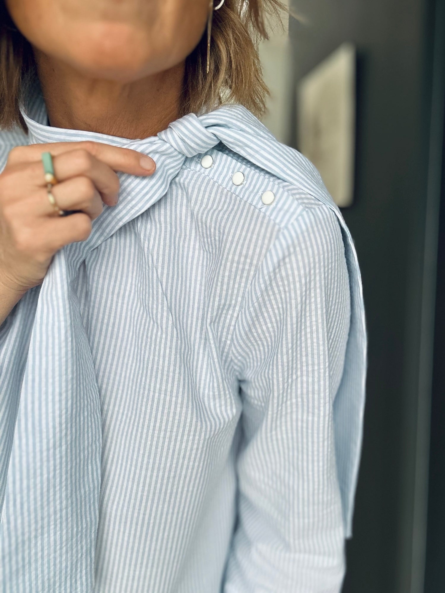 Blouse Augustine rayures bleu ciel
