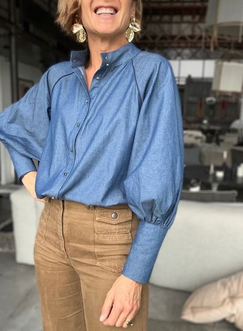 Blouse Constance chambray bleu