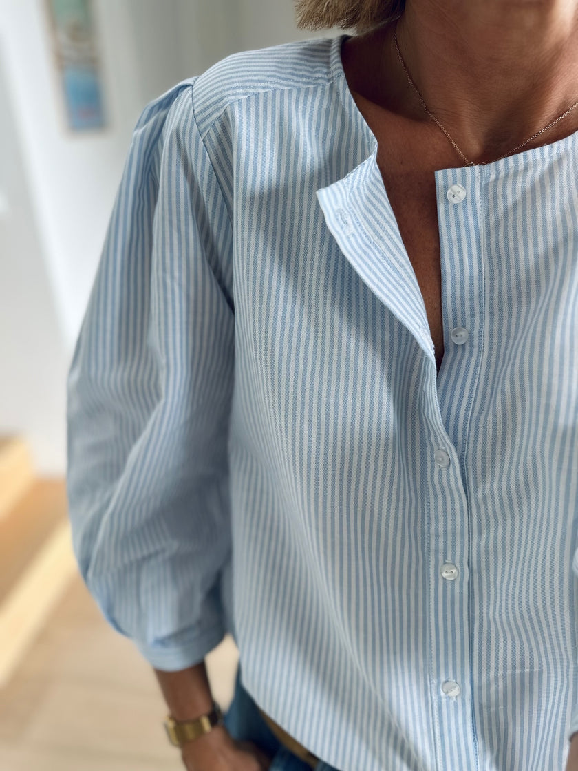 Blouse ELEN rayures bleu ciel (épuisée)