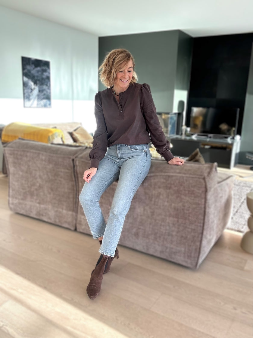 Blouse Lior velours chocolat