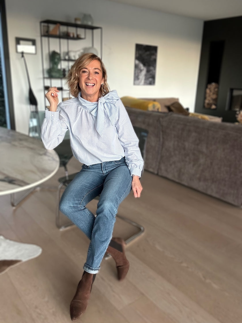 Blouse Augustine rayures bleu ciel