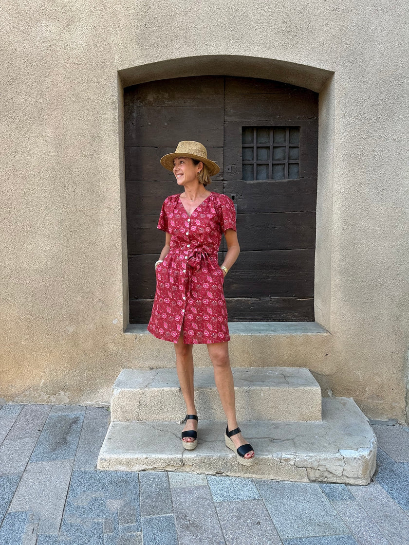 Robe CELIA rouge-rose (disponible taille 3)