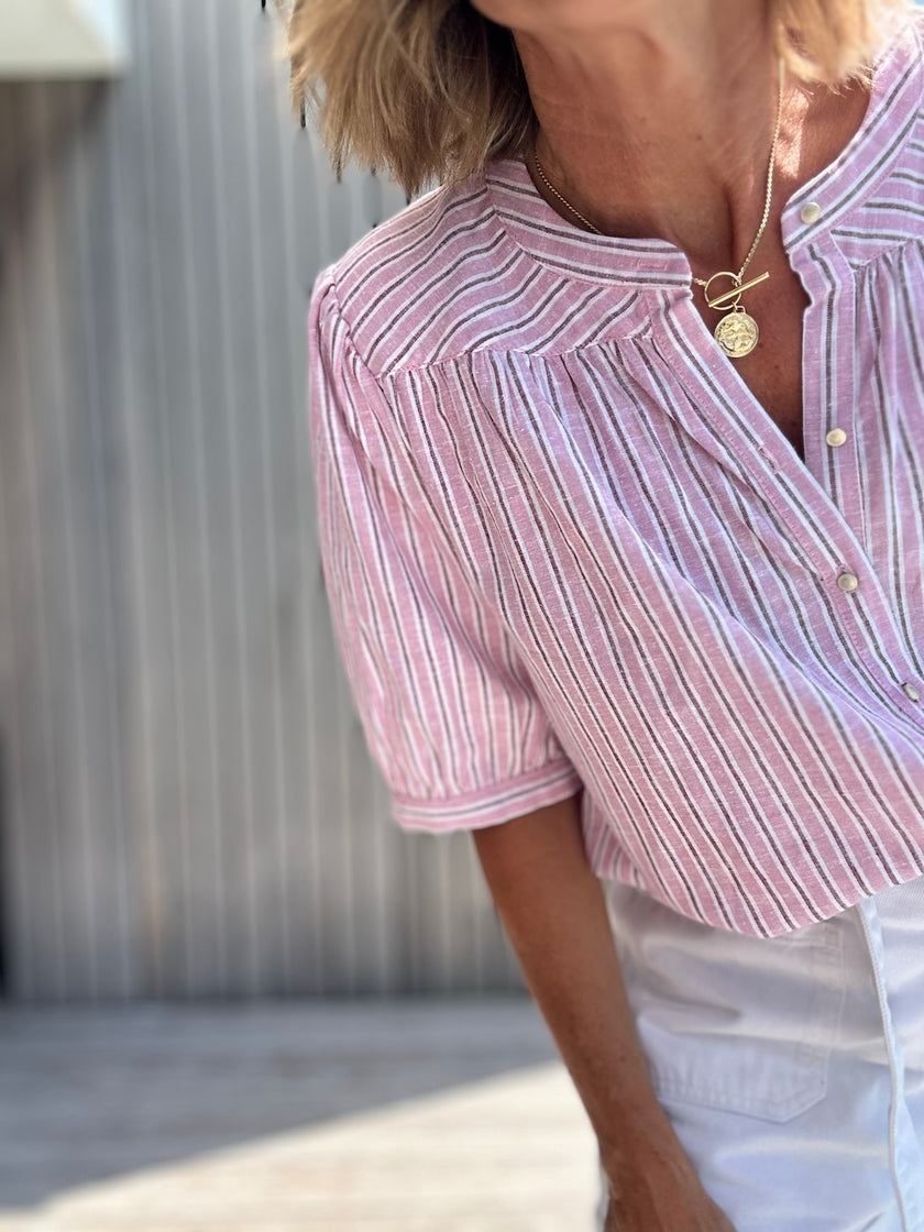 Blouse Ambrine rayures roses (disponible taille 2)