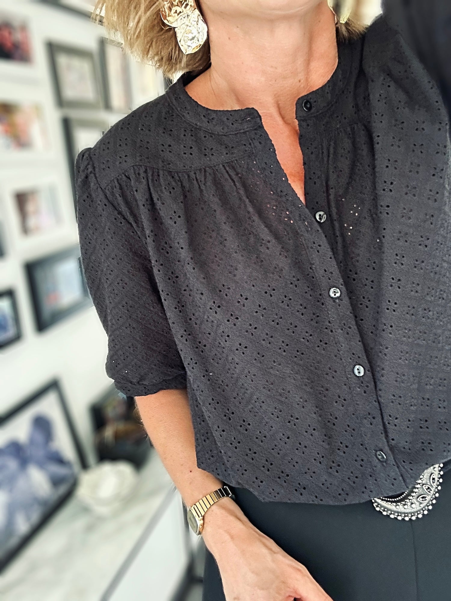 Blouse Ambrine broderie anglaise noire (épuisée)