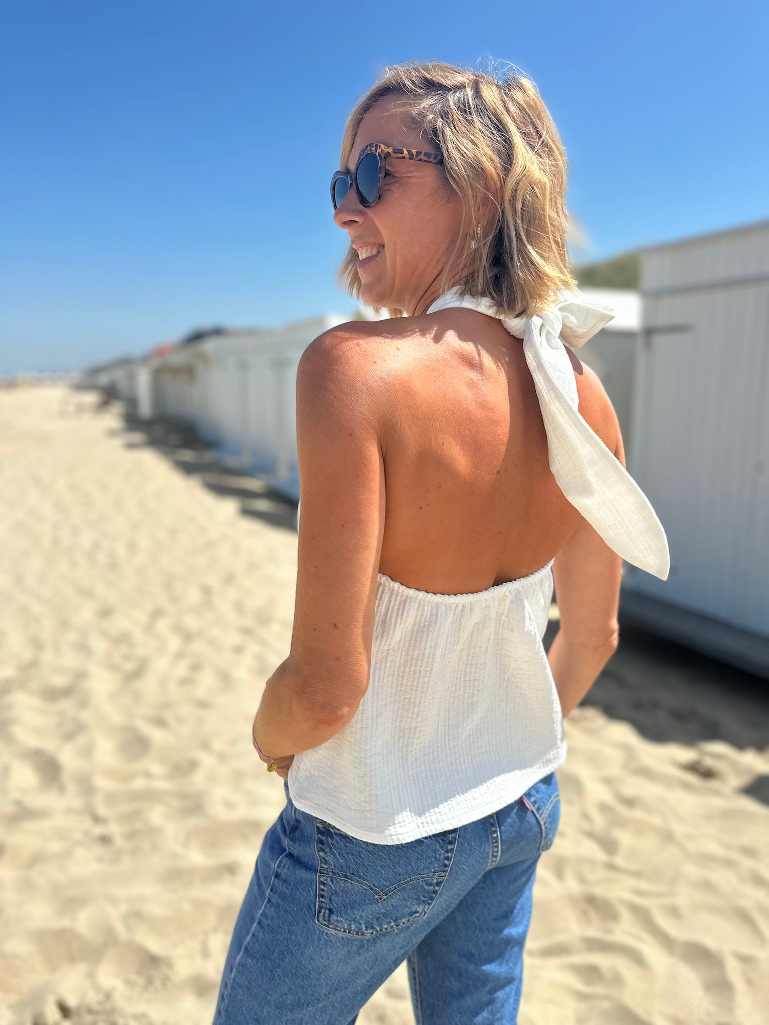 Top dos nu ROMY blanc cassé (disponible taille 0, 3 et 4)