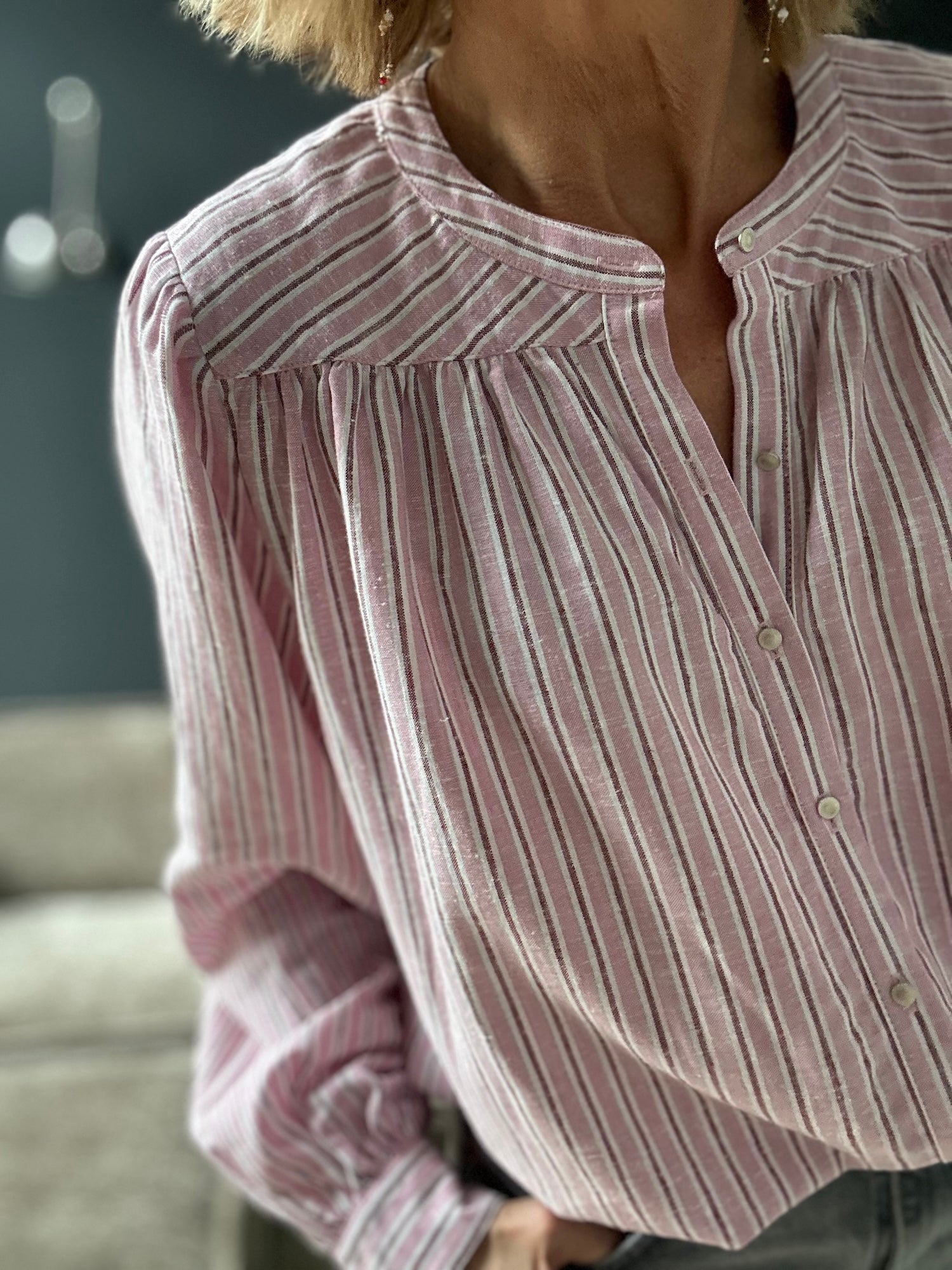 Blouse Ambrine rayures roses (épuisée)