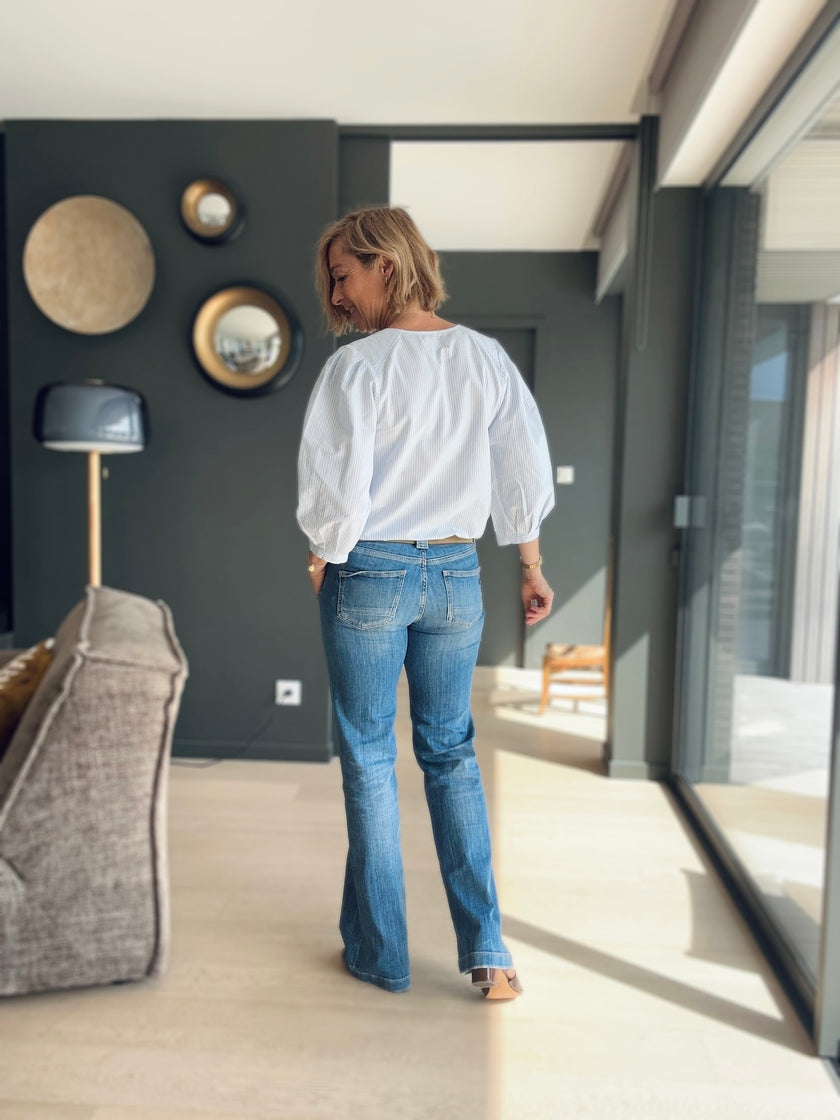 Blouse ELEN rayures bleu ciel (épuisée)