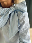 Blouse Augustine rayures bleu ciel