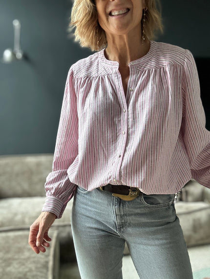 Blouse Ambrine rayures roses (épuisée)