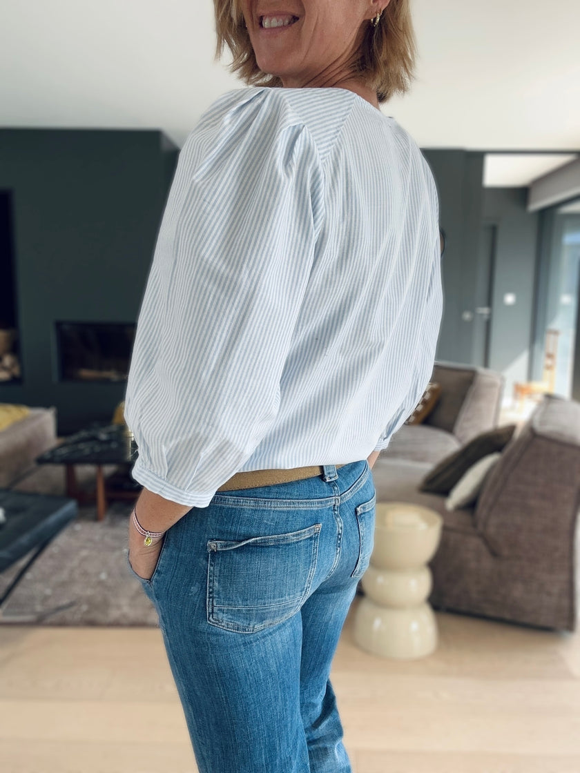Blouse ELEN rayures bleu ciel (épuisée)