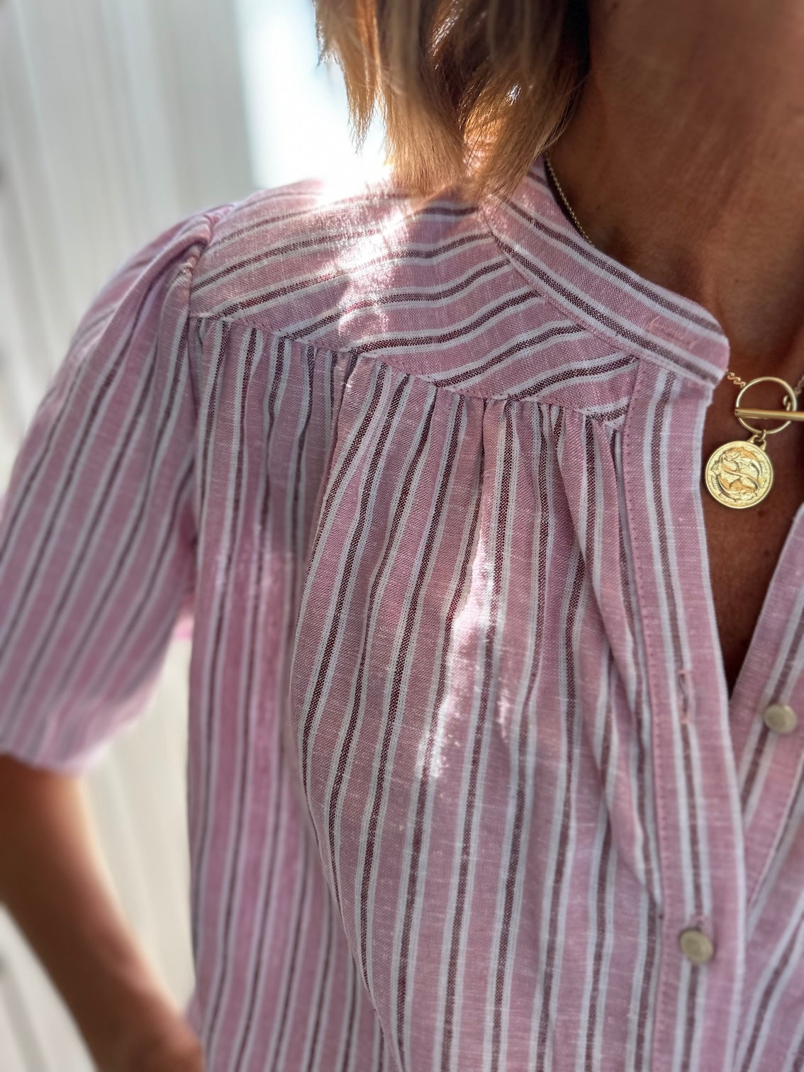 Blouse Ambrine rayures roses (disponible taille 2)