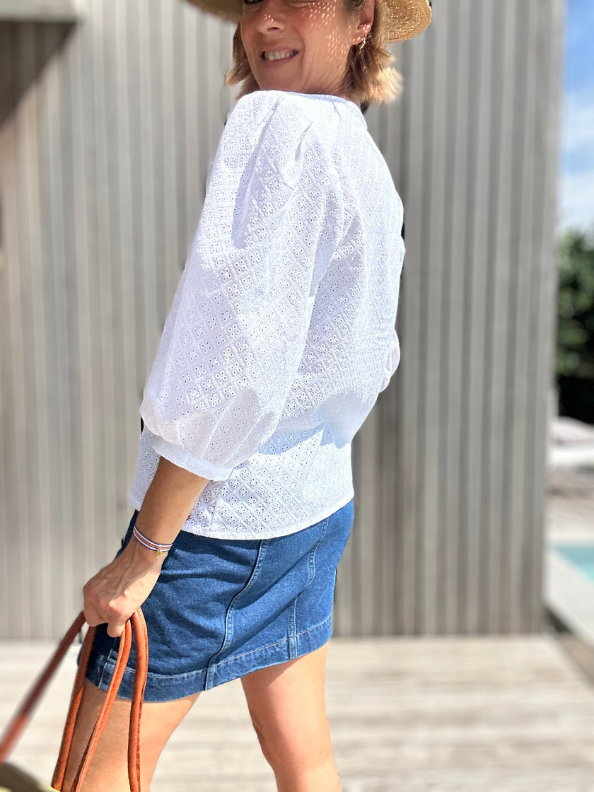Blouse ELEN broderie anglaise blanche