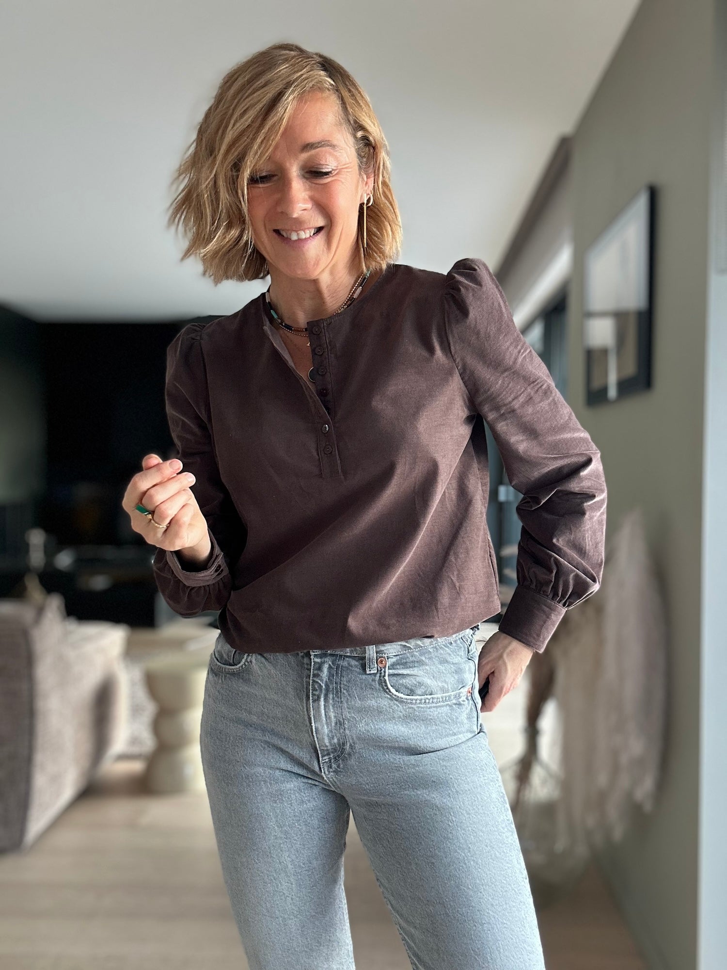 Blouse Lior velours chocolat