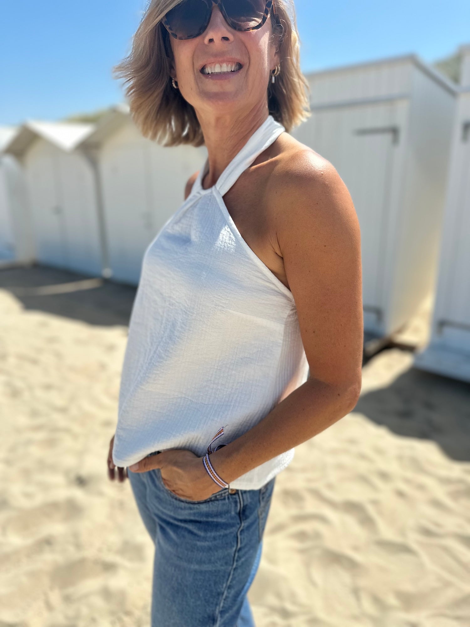 Top dos nu ROMY blanc cassé (disponible taille 0, 3 et 4)
