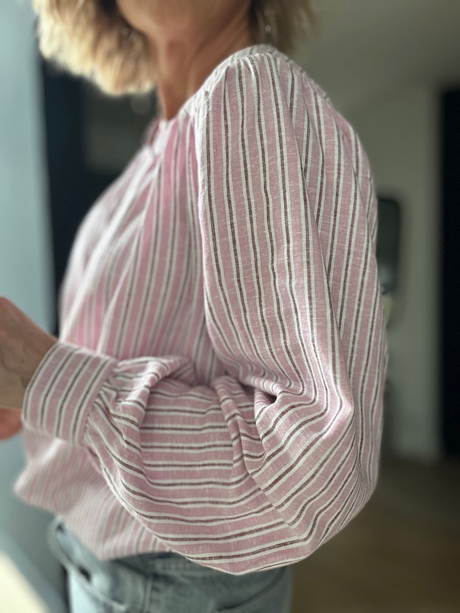 Blouse Ambrine rayures roses (épuisée)