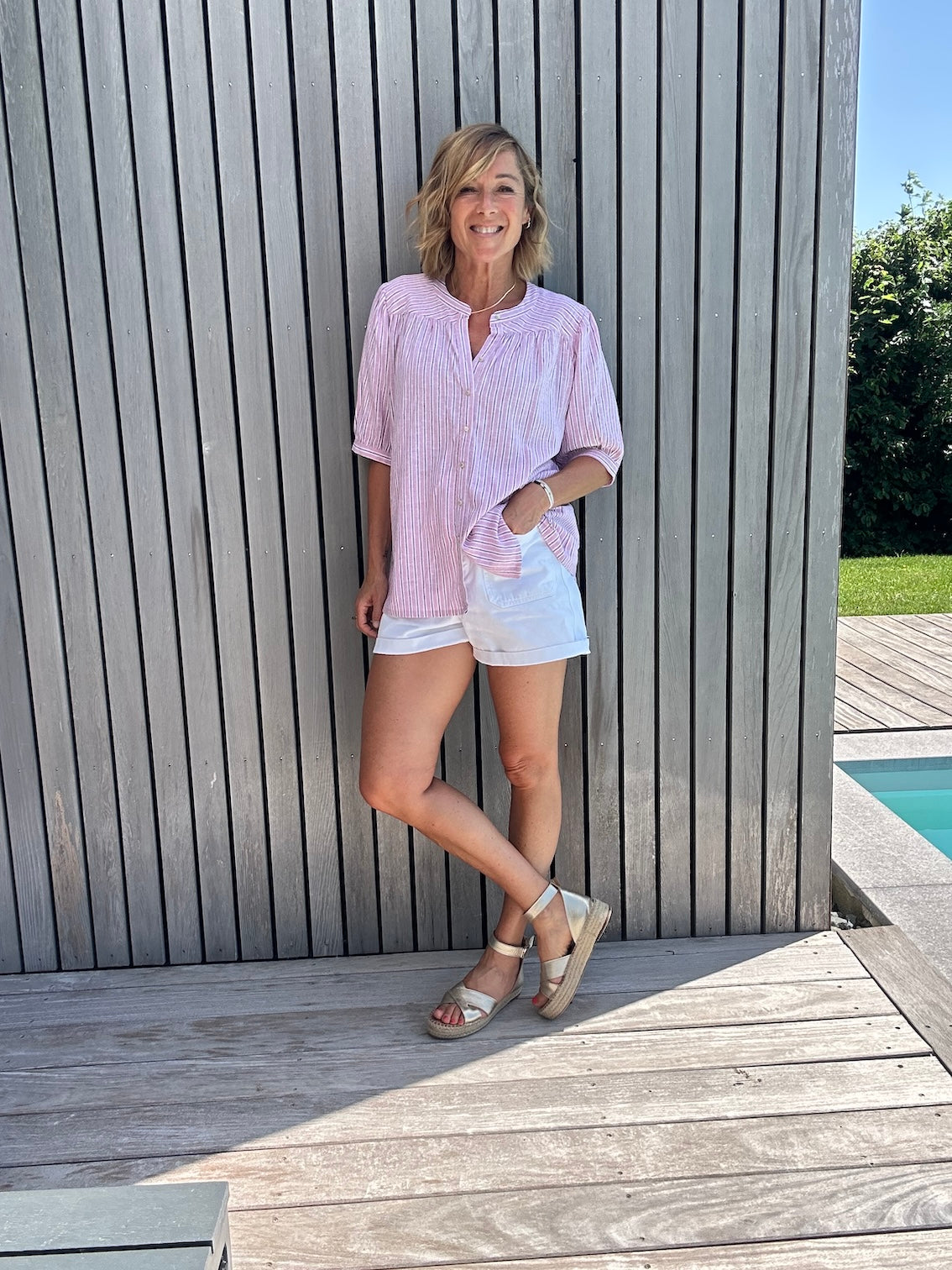 Blouse Ambrine rayures roses (disponible taille 2)