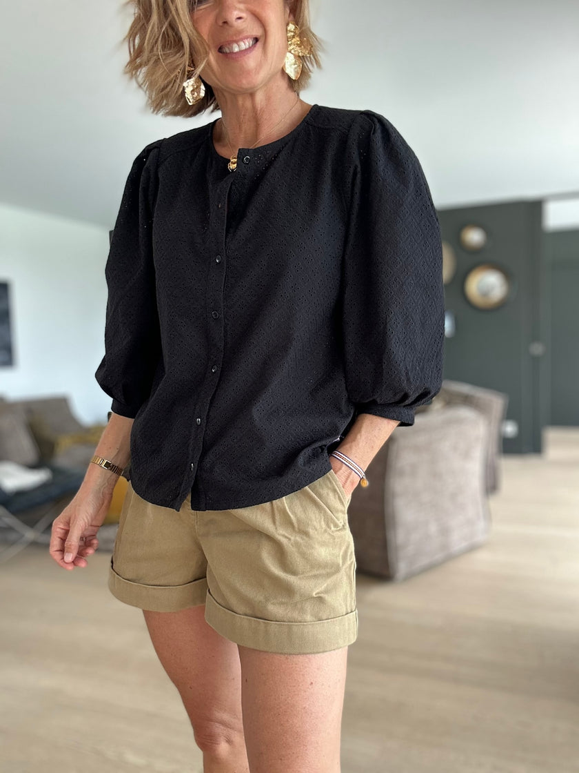 Blouse ELEN broderie anglaise noire (épuisée)