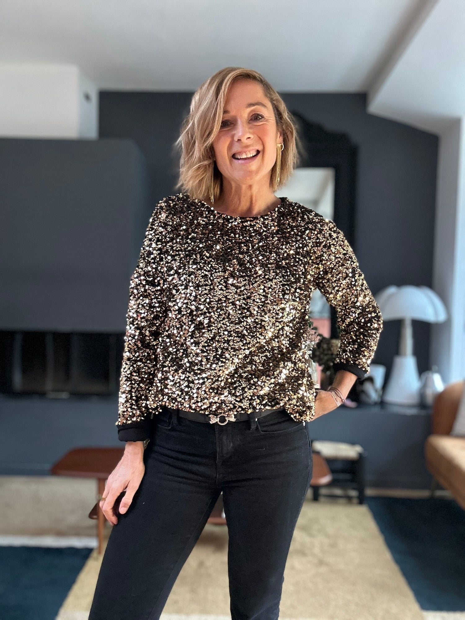 Sweat à paillettes Lulu - Indigo Melange | Snaply Sweat à paillettes Lulu - Indigo Melange | Snaply