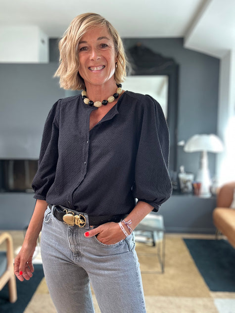 Blouse ELEN broderie anglaise noire (disponible taille 3)